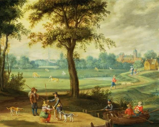 Paysage de village au bord d